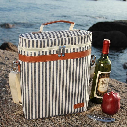 ZORMY 3 Bottle Insulated Wine Tote Cooler Bag, Portable Wine Carrier with Corkscrew Opener and Shoulder Strap for Beach Travel Picnic, Unique Wine Carrier for Wine Lover Gifts