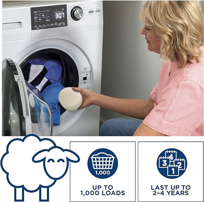 GE Appliances Wool Dryer Balls, XL Reusable Natural Fabric Softener Made of 100% Pure New Zealand Wool, Set of 3
