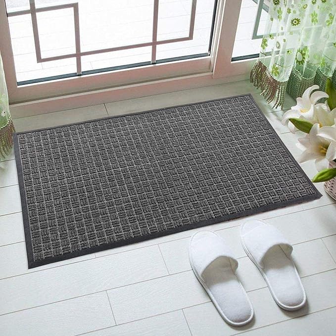 Kempf Water Retainer Entrance Mat, Indoor Outdoor Rubber Rug, Moisture Trapping, Absorbent Mat, 18 by 30-inch, Black