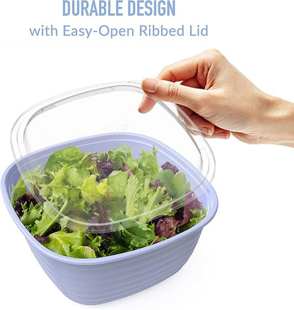 Bentgo Prep - 1-Compartment Bowls with Custom Fit Lids - Reusable, Microwaveable, Durable, PFAS & BPA-Free, Freezer and Dishwasher Safe Meal Prep Food Storage - 10 Bowls & 10 Lids (Periwinkle)