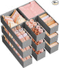 SONGMICS Drawer Organizers, Dresser Divider Organizers, Set of 18, Foldable Fabric Storage Boxes for Socks, Underwear, Bras, Ties, Scarves, Dove Gray URDZ006G05