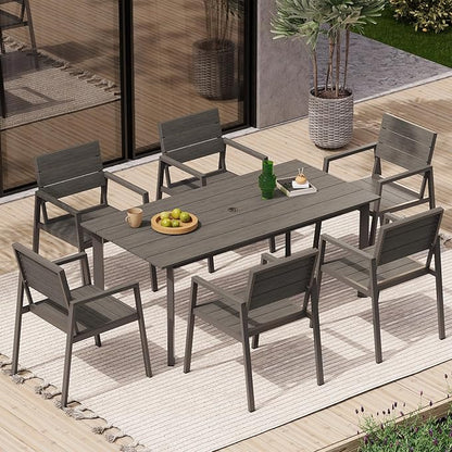 67" Rectangle HDPS Patio Dining Table, Aluminum Outdoor Patio Dining Table