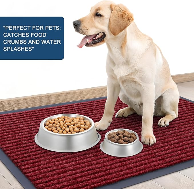 OLANLY Front Door Mat Indoor Outdoor Entrance, Waterproof Heavy Duty Doormat, Fade Resistant, Low Profile, Easy Clean Patio Porch Welcome Floor Mats for Entry, 29.5x17, Wine Red
