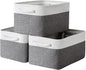 TheWarmHome Storage Basket for Organizing - 15.7x11.8x8.2 inch Large 3 Pack Collapsible Storage Bins for Shelves, Fabric Storage Cubes for Gift Closet Linen Organization (White & Grey)