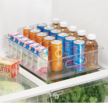 iDesign Divided Storage Bin with Handle for Pantry, Fridge, or Freezer, Clear, Made in USA