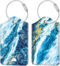 Fintie Luggage Tags, Privacy Cover ID Label with Stainless Steel Loop and Address Card for Travel Bag Suitcase - Sandy Wave (2 Piece)