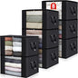 Fab totes 8 Pack Clothes Storage, Foldable Thick Fabric Blanket Storage Bags, Containers for Organizing Bedroom, Closet, Clothing, Comforter,Closet Organization with Handle,Black
