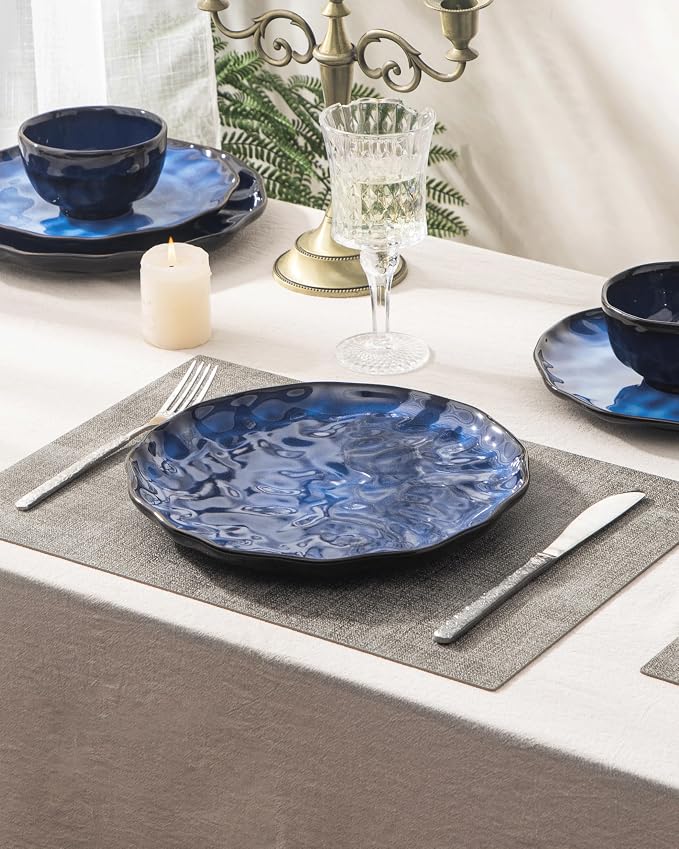 4-piece set, natural active glaze plate and bowl set, microwave and dishwasher