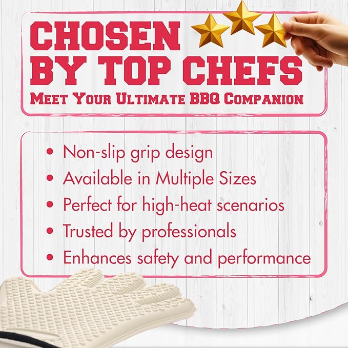 KITCHEN PERFECTION XL Silicone Smoker Oven Gloves for Women -Extreme Heat Resistant BBQ Gloves -Handle Hot Food Right on Your Grill Fryer&Pit|Waterproof Grilling Cooking Mitts|Superior Set+3 Bonuses