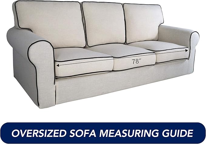 PureFit Reversible Quilted Sofa Cover, Water Resistant Slipcover Furniture Protector, Washable Couch Cover with Non Slip Foam and Elastic Straps for Kids, Dogs, Pets (X Large, Blue/Ivory)