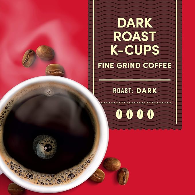 Tim Hortons Dark Roast Coffee, Single-Serve K-Cup Pods Compatible with Keurig Brewers, 32ct K-Cups,Red