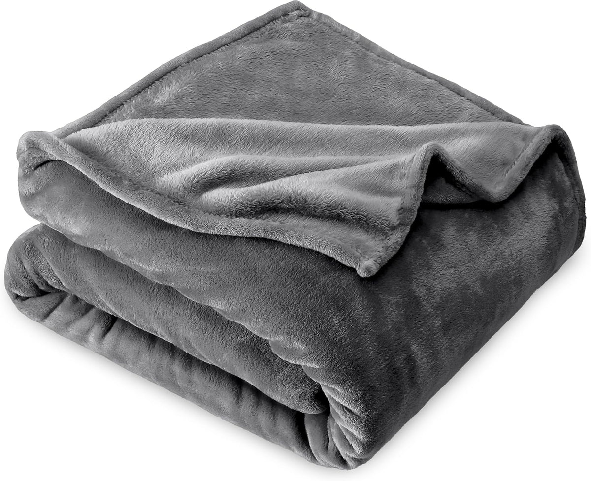 Bare Home Fleece Blanket - King Size - Ultra-Soft Lightweight for Bed, Sofa, and Couch - Luxury Microplush - Cozy Warm Blanket (King, Grey)