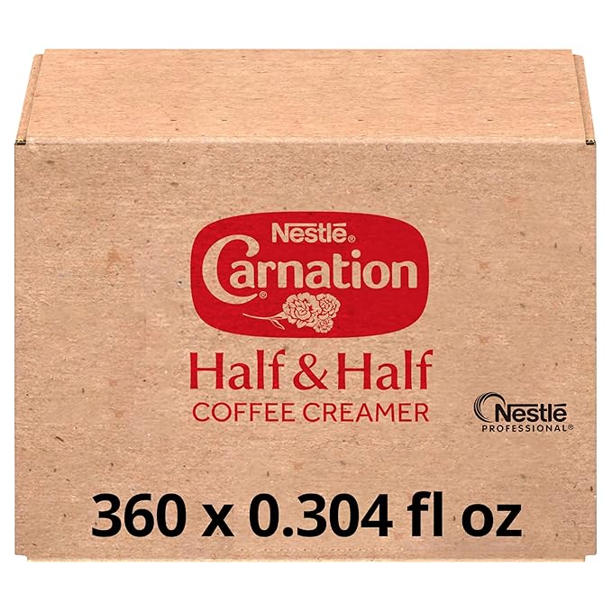Nestle Carnation Coffee Creamer Half and Half, Made with Real Dairy, 0.304 fl oz Tubs (Pack of 360)