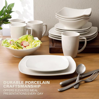 Gibson Home Zen Buffet White Porcelain Dinnerware Set