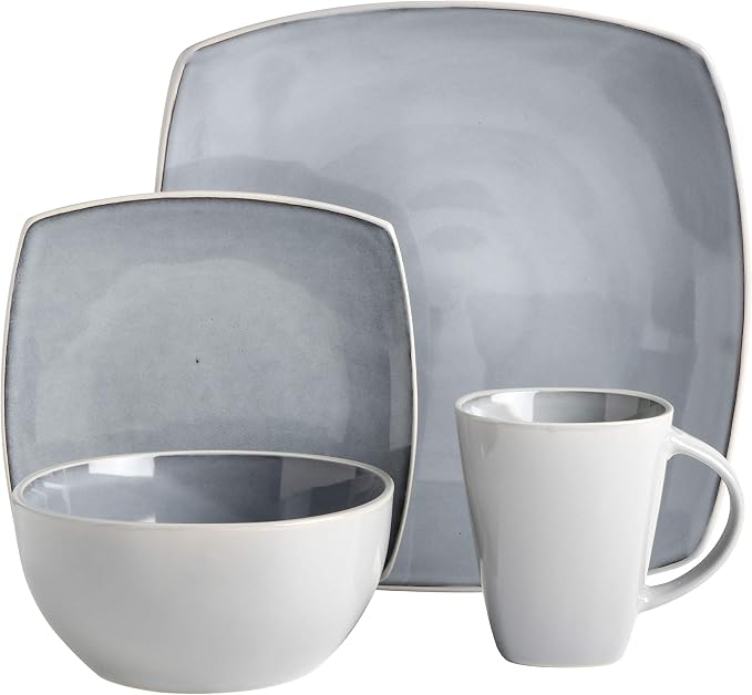 Gibson Elite Soho Lounge Square Reactive Glaze Stoneware Dinnerware Set