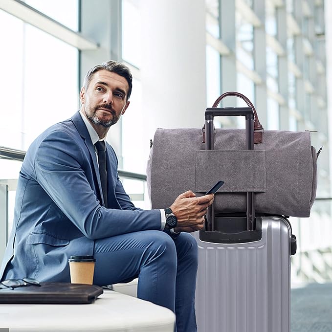 seyfocnia Convertible Travel Garment Bag,Carry on Garment Duffel Bag for Men Women - 2 in 1 Hanging Suitcase Suit Business Travel Bag
