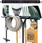 StoreYourBoard Wall-Mounted Rack With 4 Garage Hooks – Heavy-Duty Steel Holder Garage & Garden Storage for Shed, Workshop, or Home Organization – For Rakes, Shovels, Tools & More – 2 Pack, Black