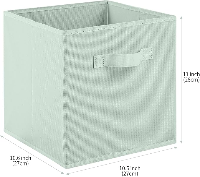 Stero Fabric Storage Bins 6 Pack Fun Colored Durable Storage Cubes with Handles Foldable Cube Baskets for Home, Kids Room, Closet and Toys Organization Cyan, Green, Yellow