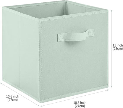 Stero Fabric Storage Bins 6 Pack Fun Colored Durable Storage Cubes with Handles Foldable Cube Baskets for Home, Kids Room, Closet and Toys Organization Cyan, Green, Yellow