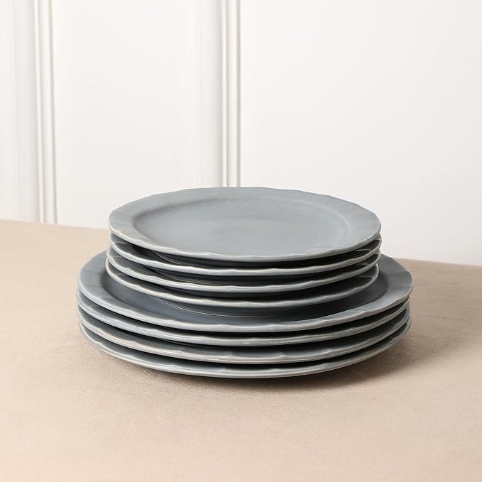 Stone Lain Oasis 4-Piece Salad Plate Set Stoneware, Grey Blue