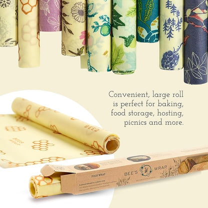Bee's Wrap Beeswax Wraps for Food - Cut to Size 14x52" Wax Paper Roll - Made in USA Reusable Waxed Paper & Bowl Covers - Organic & Eco-Friendly Alternative to Aluminum Foil & Plastic Wrap, Ocean