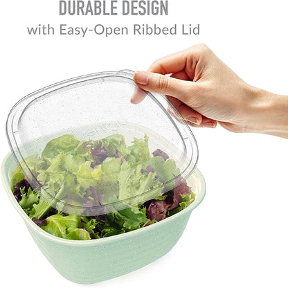 Bentgo Prep - 1-Compartment Bowls with Custom Fit Lids - Reusable, Microwaveable, Durable, PFAS & BPA-Free, Freezer and Dishwasher Safe Meal Prep Food Storage - 10 Bowls & 10 Lids (Sage Leaf Glitter)