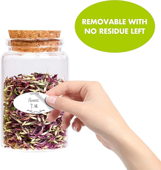 500 Removable Freezer Pantry Canning Labels Set Water Oil Resistant with Perforation Line for Food Containers Jars Kitchen Restaurant Storage Organization