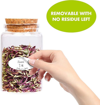 500 Removable Freezer Pantry Canning Labels Set Water Oil Resistant with Perforation Line for Food Containers Jars Kitchen Restaurant Storage Organization
