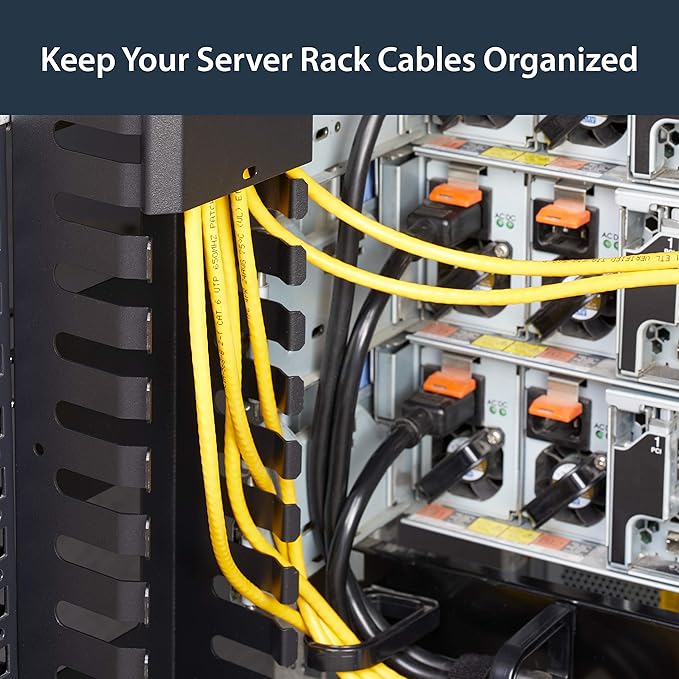 StarTech.com 3ft (1m) Vertical Cable Management Duct with Cover - 0U Open Slot Finger Duct Wire Raceway for 19 Inch Server Rack - Slotted Cord Channel (CMVER20UF)