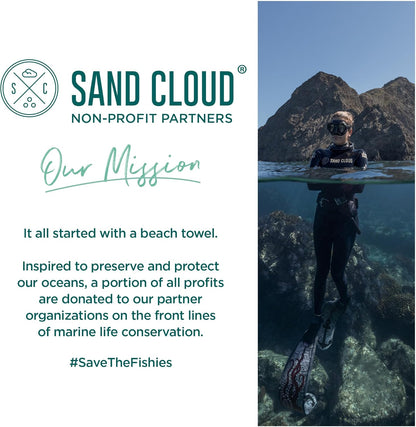 Sand Cloud Large Turkish Beach Towel - Sand Free - 100% Organic Turkish Cotton Yarn - Quick Dry Towel for Beach, Picnic, Blanket or Bath - As Seen on Shark Tank - Marine Life (Whale Shark Turquoise)