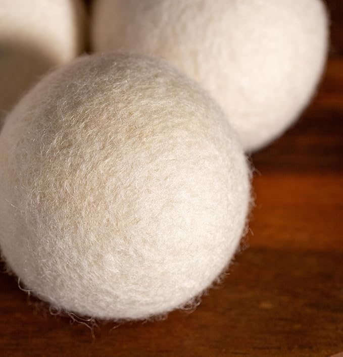 GE Appliances Wool Dryer Balls, XL Reusable Natural Fabric Softener Made of 100% Pure New Zealand Wool, Set of 3