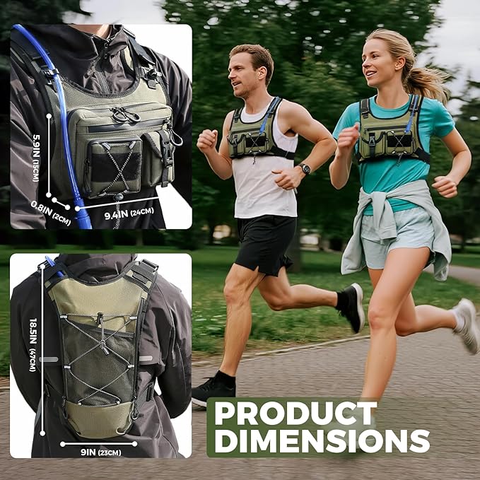 USA Original Patent Running Hydration Vest Backpack, Lightweight Chest Pack with 2.0L Water Bladder Bag Daypack for Hiking Running Cycling Race Marathon for Women Men