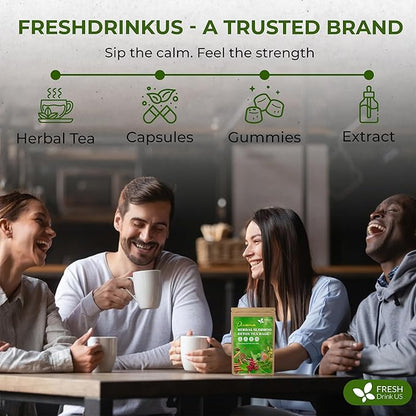 FreshDrinkUS, 30 Tea Bags Herbal Tea – Caffeine-Free Herbal Tea with Rooibos, Turmeric & Hibiscus – Loose Leaf Blend for Daily Rituals and Clean Living – Vegan, No Additives