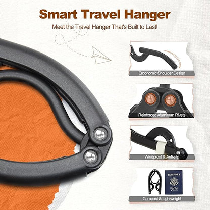 HOUSE DAY Foldable Travel Hangers 20 Pack w/10 Clips, Cruise Essentials 2025, Portable Hangers Collapsible Hanger Plastic, Travel Must Haves for Suitcase, Hotel, RV, Road Trip, Flying, Camping-Black
