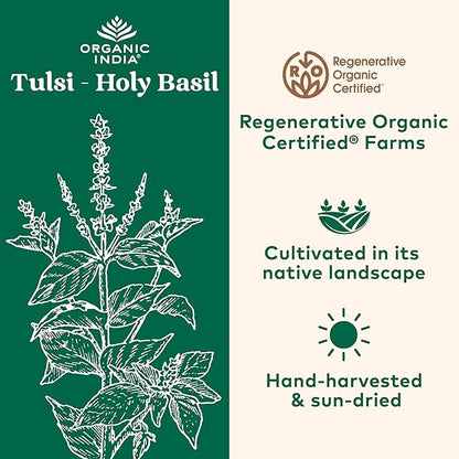 Organic India Tulsi Original Loose Leaf Herbal Tea - Immune Support, Vegan, Gluten-Free, Kosher, USDA Certified Organic, Non-GMO, Caffeine-Free, Healthy Stress-Relief & Uplift Mood - 1 lb Bag