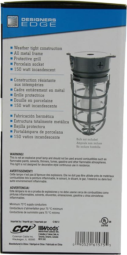 Woods L1706 Vandal Resistant Security Light With Ceiling Mount (150W Incandescent Bulb; Silver)