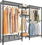 VIPEK Classic V6 Medium Wire Garment Rack Heavy Duty Clothes Rack for Hanging Clothes, Metal Freestanding Closet Wardrobe Racks 59.8" L x 14.6" W x 76.4" H, Max Load 750lbs, Black