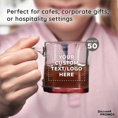 Custom Libbey Clear Glass Coffee Mugs 13 oz. Set of 50, Personalized Bulk Pack - Perfect for Coffee, Tea, Espresso, Hot Cocoa, Other Beverages - Red Bottom
