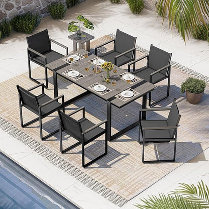 Outdoor Dining Set, HDPS + Aluminum Patio Table and Chairs Set