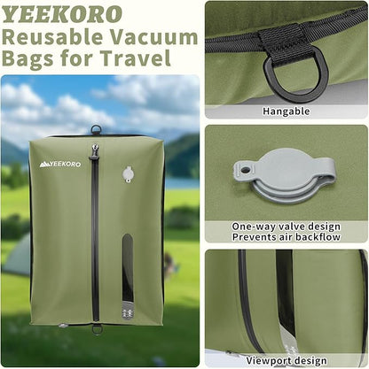 Vacuum Bag for Travel, Professional IPX8 Waterproof Reusable Vacuum Compression Bags for Travel Suitcases, Durable Space Saver Bag(2 Large,No Pump)
