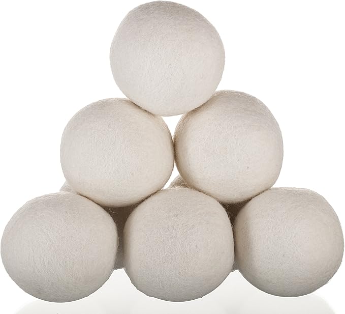 Woolzies- Wool Dryer Balls, Natural Fabric Softener 6 XL Balls,2 Pack