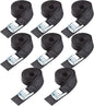 Cartman 1" x 15'Lashing Straps with Adjustable Cam Buckle Cargo Tie Down with Protective Pad, 8 Pack, Black