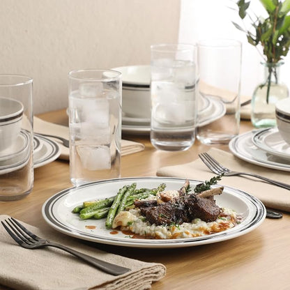 Gibson Home Hometown Diner 12-Piece Porcelain Dinnerware Set, Round Plates and