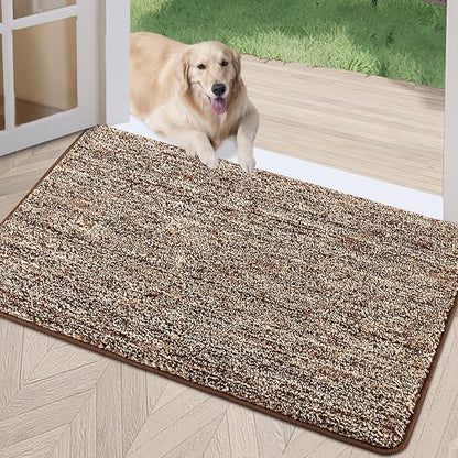 REFETONE Coffee/Brown Doormat, 24'x36', Indoor Non Slip Absorbent Rug for Entryway, Resist Dirt, Machine Washable, Low-Profile, Ideal for High-Traffic Areas, Housewarming Gift
