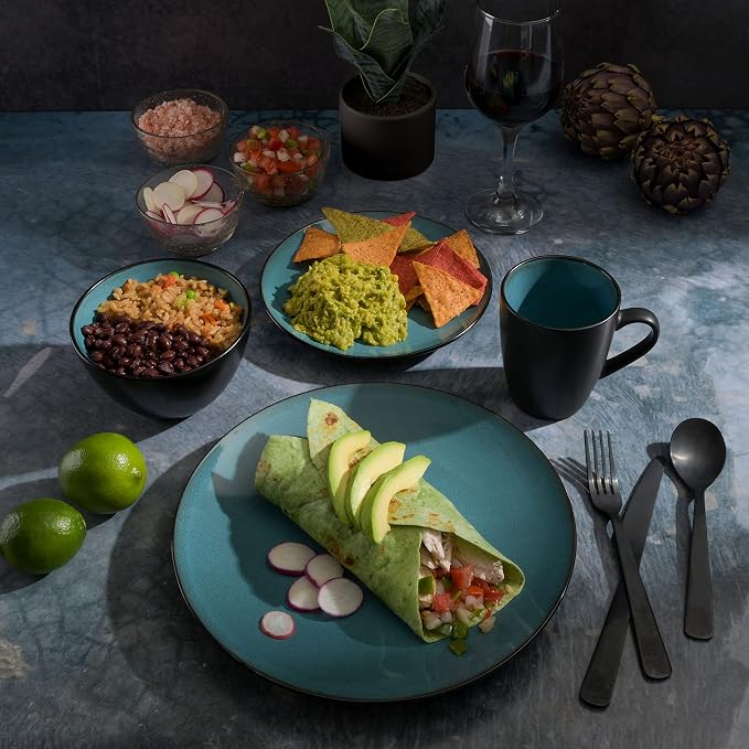 Gibson Elite Soho Lounge 16-Piece Round Reactive Glaze Stoneware Dinnerware Set