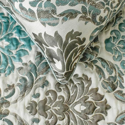 The HomeCentric King/Queen/Twin Blue Decorative Full 68"x18" Bed Runner with 2 Pillow Cover, Damask Bed Scarf on Jacquard Fabric - Royal Elegance