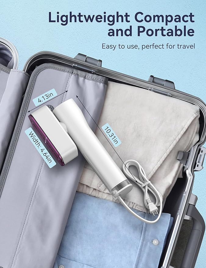 Steamer for Clothes, Sundu Portable 2-in-1 Steamer & Iron, 15s Fast Heat-up, 100ml Water Tank, Ironing Gloves, 20 Min Continuous Steam, Wrinkle Remover for Garment, Travel & Home Use (Cream White)