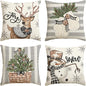 AVOIN colorlife Christmas Snowman Reindeer Gloves Eucalyptus Throw Pillow Covers, 20 x 20 Inch Winter Holiday Stripes Cushion Case Decoration for Sofa Couch Set of 4