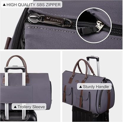 Modoker Garment Convertible Weekender Bag,Carry on Canvas Garment Duffle Bag Heavy Duty Overnight Bags for Men Women