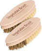 REDECKER Hard and Soft Side Vegetable Brush, Set of 2, Beechwood Handle, 2 Different Bristle Strengths for Cleaning Delicate Vegetables, 5-1/4-inches - Wooden Vegetable Brush, Made in Germany